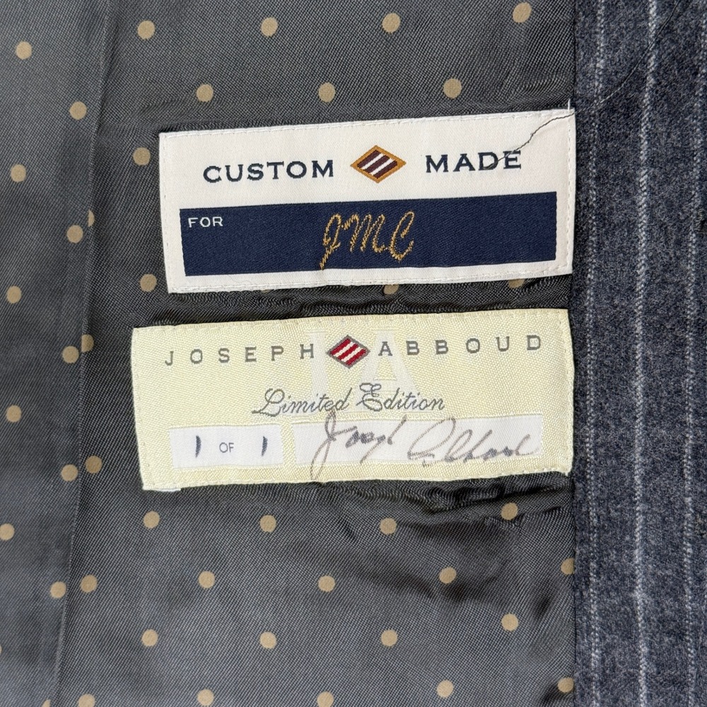 Custom Joseph Abboud Charcoal Pinstripe Vest Limited Edition Signed - Picture 5 of 8